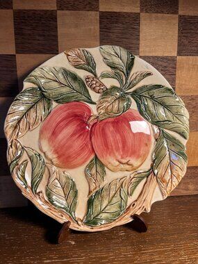 Hand Painted Takahashi San Francisco Apple Plate, couple tiny chips at tops of l